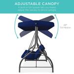 3-Seat Outdoor Canopy Swing Glider Chair - Navy