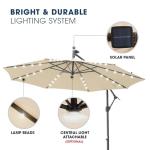 10ft Solar LED Offset Patio Umbrella - Beige