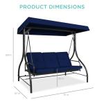3-Seat Outdoor Canopy Swing Glider Chair - Navy