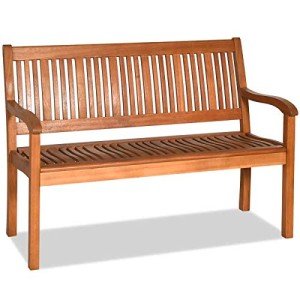 Tangkula Two-Person Solid Wood Outdoor Bench