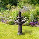 Pineapple Pedestal 2-Tier Waterfall Fountain for Outdoors