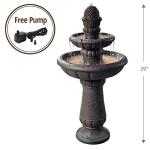 Pineapple Pedestal 2-Tier Waterfall Fountain for Outdoors