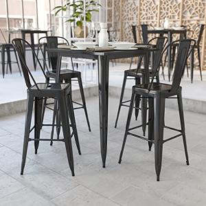 31.5" Black Metal Square Bar Height Table