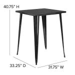 31.5" Black Metal Square Bar Height Table