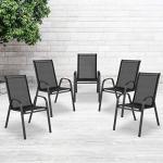 Emma + Oliver Black Outdoor Stack Chairs - 5 Pack