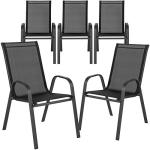 Emma + Oliver Black Outdoor Stack Chairs - 5 Pack