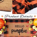 Autumn Welcome Mat and Plaid Rug Set