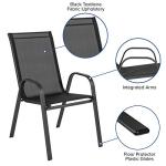 Emma + Oliver Black Outdoor Stack Chairs - 5 Pack