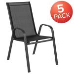 Emma + Oliver Black Outdoor Stack Chairs - 5 Pack