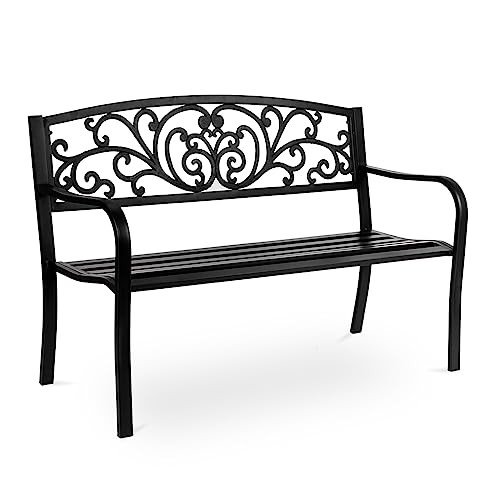 Outvita 50" Floral Design Metal Garden Bench