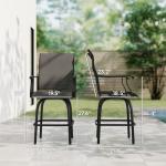 Set of 2 Outdoor Swivel Bar Stools, Black