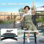 Set of 2 Outdoor Swivel Bar Stools, Black