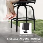 Set of 2 Outdoor Swivel Bar Stools, Black