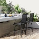 Set of 2 Outdoor Swivel Bar Stools, Black