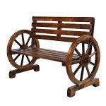Rustic Wooden Garden Bench with Wagon Wheel Design