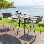 Tangkula 32" Round Patio Table with Umbrella Hole