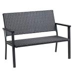 C-Hopetree Black Metal Outdoor Loveseat Bench