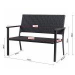 C-Hopetree Black Metal Outdoor Loveseat Bench