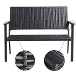 C-Hopetree Black Metal Outdoor Loveseat Bench