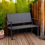 C-Hopetree Black Metal Outdoor Loveseat Bench