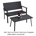 C-Hopetree Black Metal Outdoor Loveseat Bench