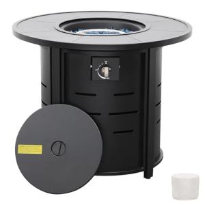 30 Inch Round Outdoor Fire Table with Lid