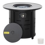 30 Inch Round Outdoor Fire Table with Lid