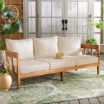 SAFAVIEH Owen Teak Wood 3-Seater Outdoor Sofa