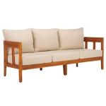 SAFAVIEH Owen Teak Wood 3-Seater Outdoor Sofa
