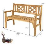 Giantex 4 Ft Foldable Acacia Outdoor Bench