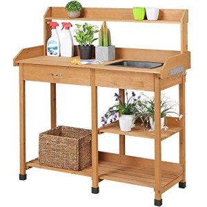 Yaheetech Outdoor Garden Potting Bench with Sink