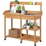 Yaheetech Outdoor Garden Potting Bench with Sink