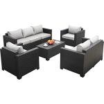 5-Piece Outdoor Wicker Patio Sofa Set with Storage