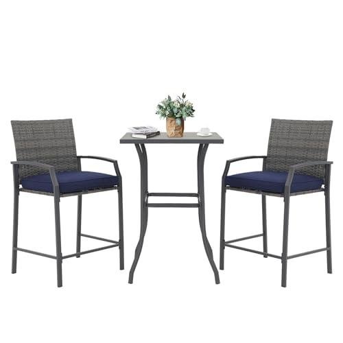 Verano 3-Piece Outdoor Bar Set with Cushions