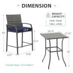 Verano 3-Piece Outdoor Bar Set with Cushions