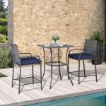 Verano 3-Piece Outdoor Bar Set with Cushions
