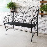 HLC Heavy-Duty Cast Iron Garden Bench with Armrests