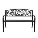 VINGLI Black Steel Outdoor Garden Bench