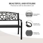VINGLI Black Steel Outdoor Garden Bench