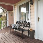 VINGLI Black Steel Outdoor Garden Bench