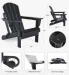 Folding Adirondack Chairs with Cup Holder - Black