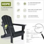 Folding Adirondack Chairs with Cup Holder - Black