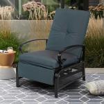 SUNCROWN Outdoor Adjustable Recliner Chair - Peacock Blue
