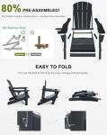 Folding Adirondack Chairs with Cup Holder - Black