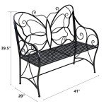 HLC Heavy-Duty Cast Iron Garden Bench with Armrests
