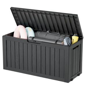 75 Gallon Waterproof Deck Storage Box, Black