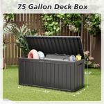 75 Gallon Waterproof Deck Storage Box, Black