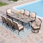 PHI VILLA 9-Piece Outdoor Dining Set with Swivel Chairs