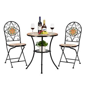 VINGLI 3-Piece Outdoor Mosaic Bistro Set