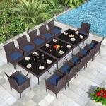 15-Piece Rattan Outdoor Dining Set with Cushions